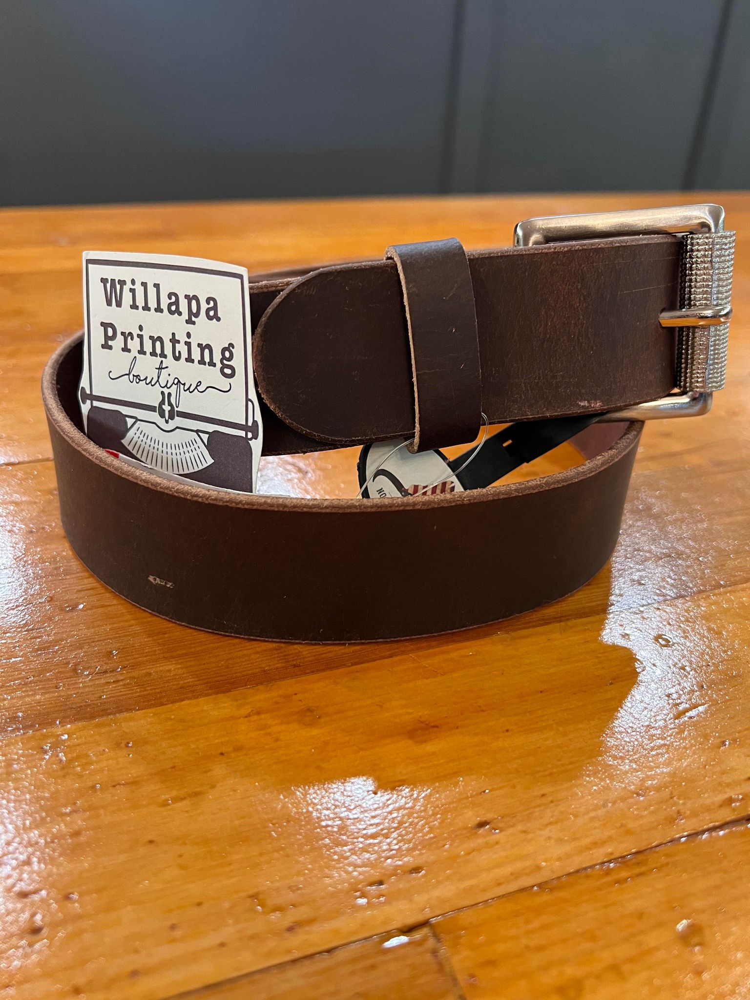 brown leather belt