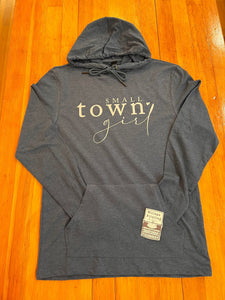 HEATHER NAVY SMALL TOWN GIRL T-SHIRT HOODIE