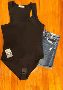 BLACK COTTON BODYSUIT- PLUS ONLY