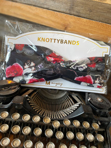 KNOTTYBANDS BLACK WITH RED AND WHITE FLORAL HEADBAND