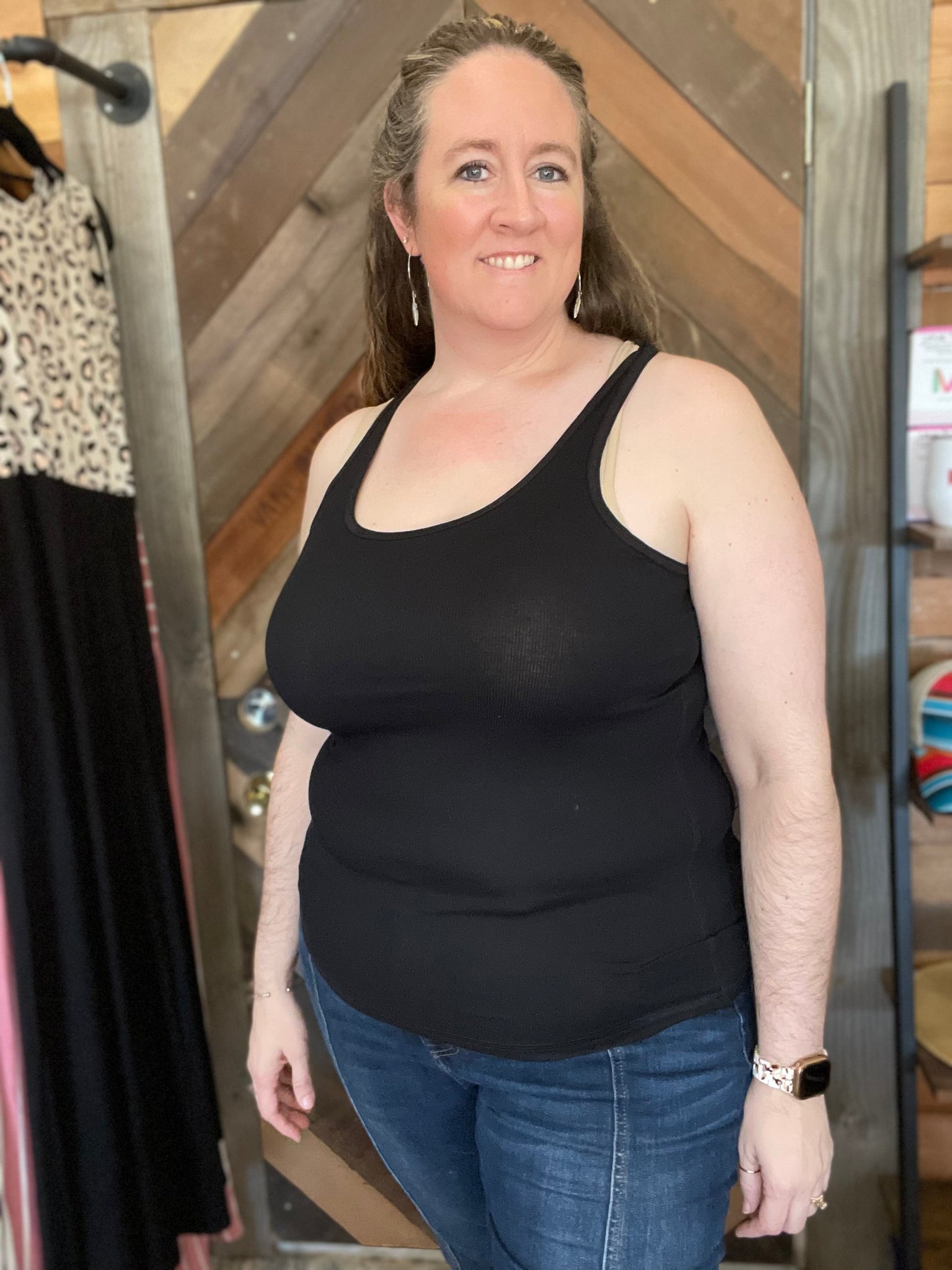 BLACK RIBBED ZENANA TANK- PLUS/REG